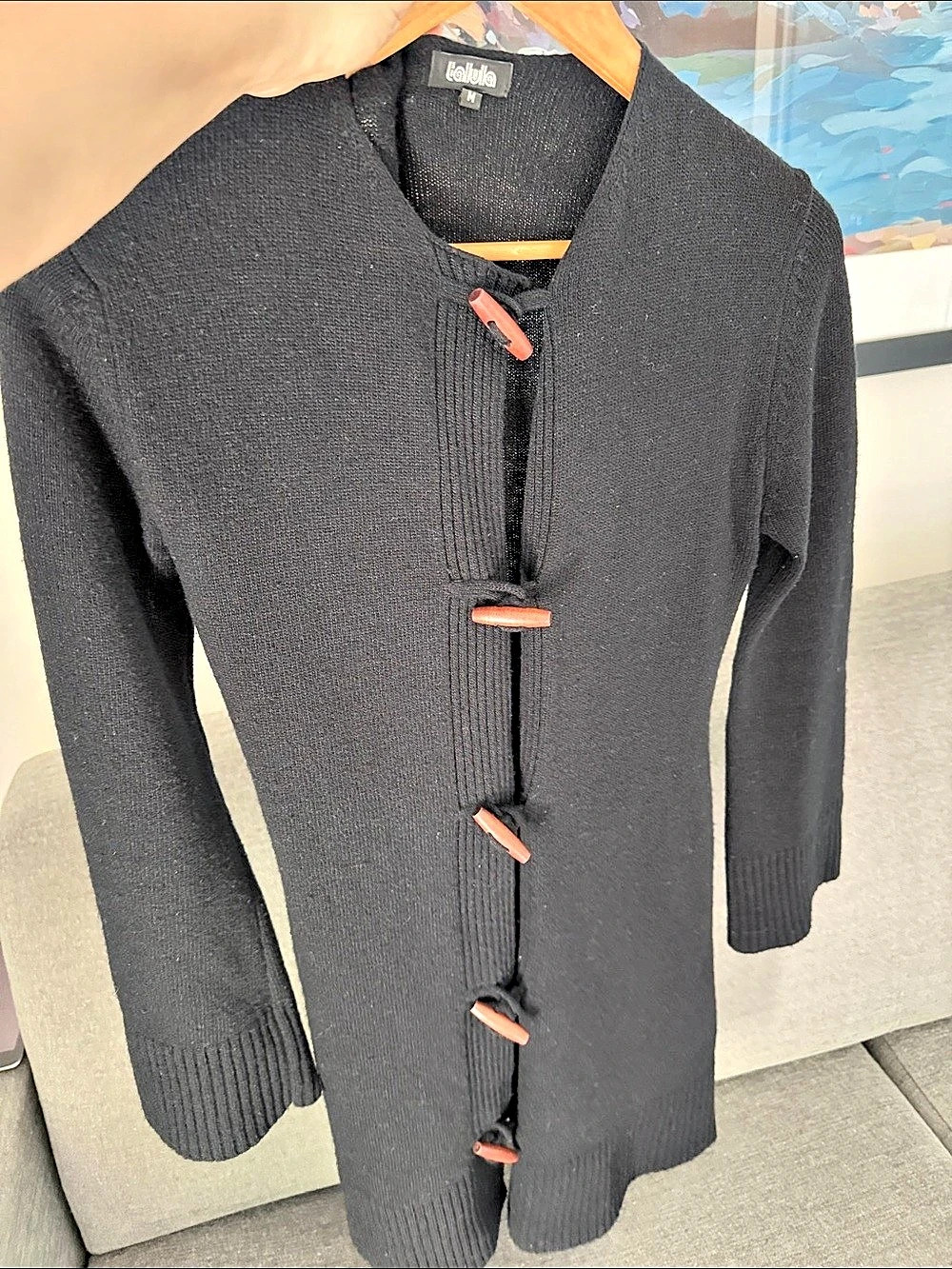 Laluna Black Toggle Cardigan Like New